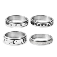Set of 4 Stress Buster Spinner Ring in Stainless Steel (Size 9.0)