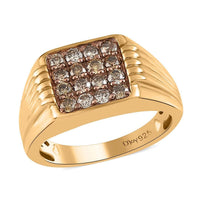 Natural Champagne Diamond 1.00 ctw Men's Ring in Vermeil Yellow Gold Over Sterling Silver (Size 10.0)