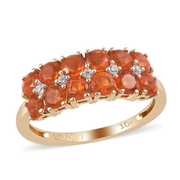 LUXORO 10K Yellow Gold Premium Crimson Fire Opal and Zircon Ring (Size 7.0) 1.00 ctw - Product card gallery slide 1 (9431265116415)