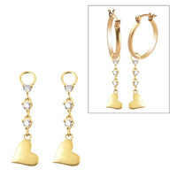 Simulated Pink Diamond Heart Charm Earrings in 14K Yellow Gold Over Sterling Silver 0.25 ctw