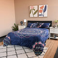 Homesmart Navy Blue Floral Print Pattern Flannel and Sherpa Comforter and Pillow Cover - Sticky add to cart bar