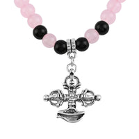 Lapis Lazuli and Black Agate 5-7mm Beaded Necklace with Charm 24 Inches in Silvertone 189.50 ctw