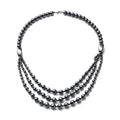 Hematite Beaded Layered Necklace 20 Inches in Silvertone - Sticky add to cart bar