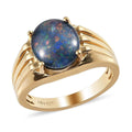 Australian Boulder Opal Triplet Men's Ring in Vermeil Yellow Gold Over Sterling Silver 2.85 ctw - Sticky add to cart bar