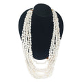 White Shell Pearl and Coconut Shell, Wood Spacer Multi Layered and Beaded Necklace 26 Inches with 15mm Lock - Sticky add to cart bar