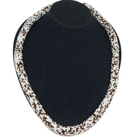 Simulated Pearl and Coconut Shell Beaded Necklace 25 Inches