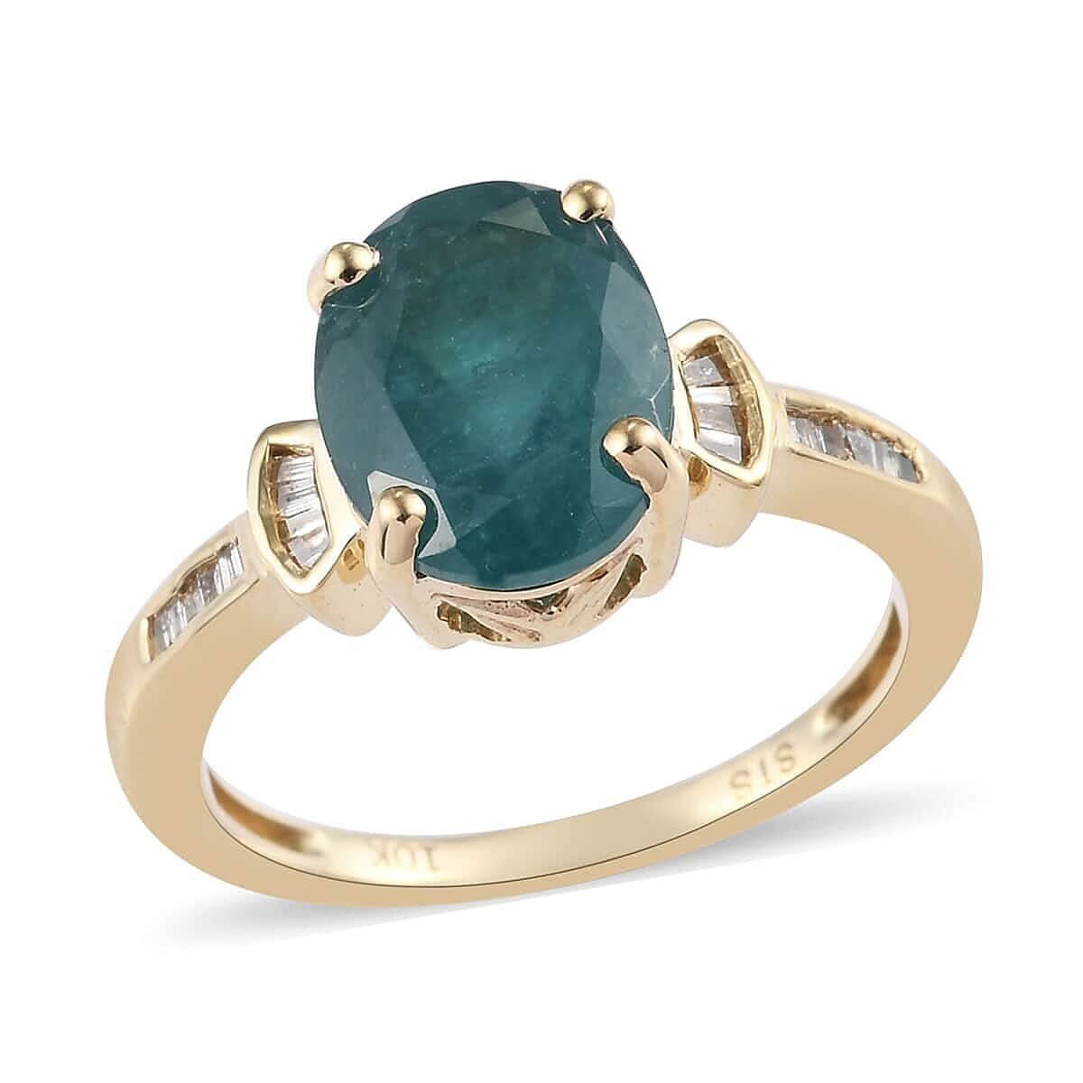 2.50 ctw Premium Grandidierite and Diamond Ring in 10K Yellow Gold 3.25 Grams