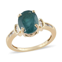 2.50 ctw Premium Grandidierite and Diamond Ring in 10K Yellow Gold 3.25 Grams