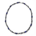 Valentine Special Deal Lapis Lazuli and Hematite Beaded Necklace 22 Inches in Silvertone 25.00 ctw - Sticky add to cart bar