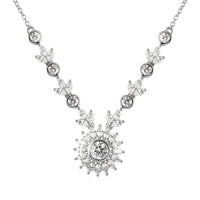 Lustro Stella Made with Finest CZ Necklace 18 Inches in Rhodium Over Sterling Silver 12.25 ctw