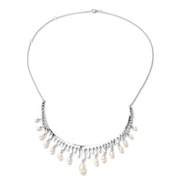 LucyQ Splash Collection White Freshwater Cultured Pearl Necklace 20 Inches in Rhodium Over Sterling Silver 28.70 Grams