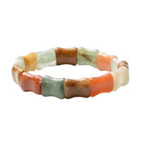 Multi Color Aventurine Bamboo Section Stretchable Bracelet 139.50 ctw