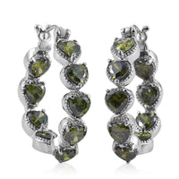 Simulated Garnet Inside Out Hoop Earrings in Stainless Steel