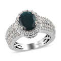 Teal Grandidierite and Zircon Ring in Platinum Over Sterling Silver (Size 10.0) 2.85 ctw - Sticky add to cart bar