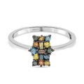 Blue Diamond (IR) Elongated Ring in Rhodium & Platinum Over Sterling Silver (Size 10.0) 0.50 ctw - Sticky add to cart bar
