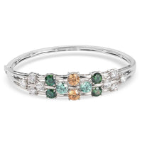 LUSTRO STELLA Made with Finest CZ Bangle Bracelet in Platinum Over Sterling Silver (7.25 In) 19 Grams 19.00 ctw