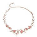 LucyQ Ocean Wave Collection Pink Jade Necklace 20 Inches in 14K Rose Gold Over Sterling Silver 37.35 Grams 12.75 ctw - Sticky add to cart bar