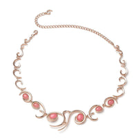 LucyQ Ocean Wave Collection Pink Jade Necklace 20 Inches in 14K Rose Gold Over Sterling Silver 37.35 Grams 12.75 ctw