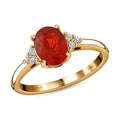 ILIANA 18K Yellow Gold AAA Crimson Fire Opal and G-H SI Diamond Ring 3.35 Grams 1.00 ctw - Sticky add to cart bar