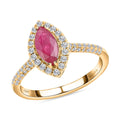 ILIANA 18K Yellow Gold AAA Royal Thai Ruby and G-H SI Diamond Ring 3.60 Grams 1.25 ctw - Sticky add to cart bar