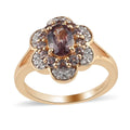 Natural Merelani Color Change Garnet and Zircon Cluster Ring in Vermeil Yellow Gold Over Sterling Silver 1.65 ctw - Sticky add to cart bar