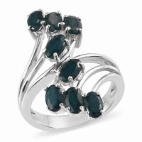 Teal Grandidierite Bypass Ring in Platinum Over Sterling Silver (Size 10.0) 1.75 ctw