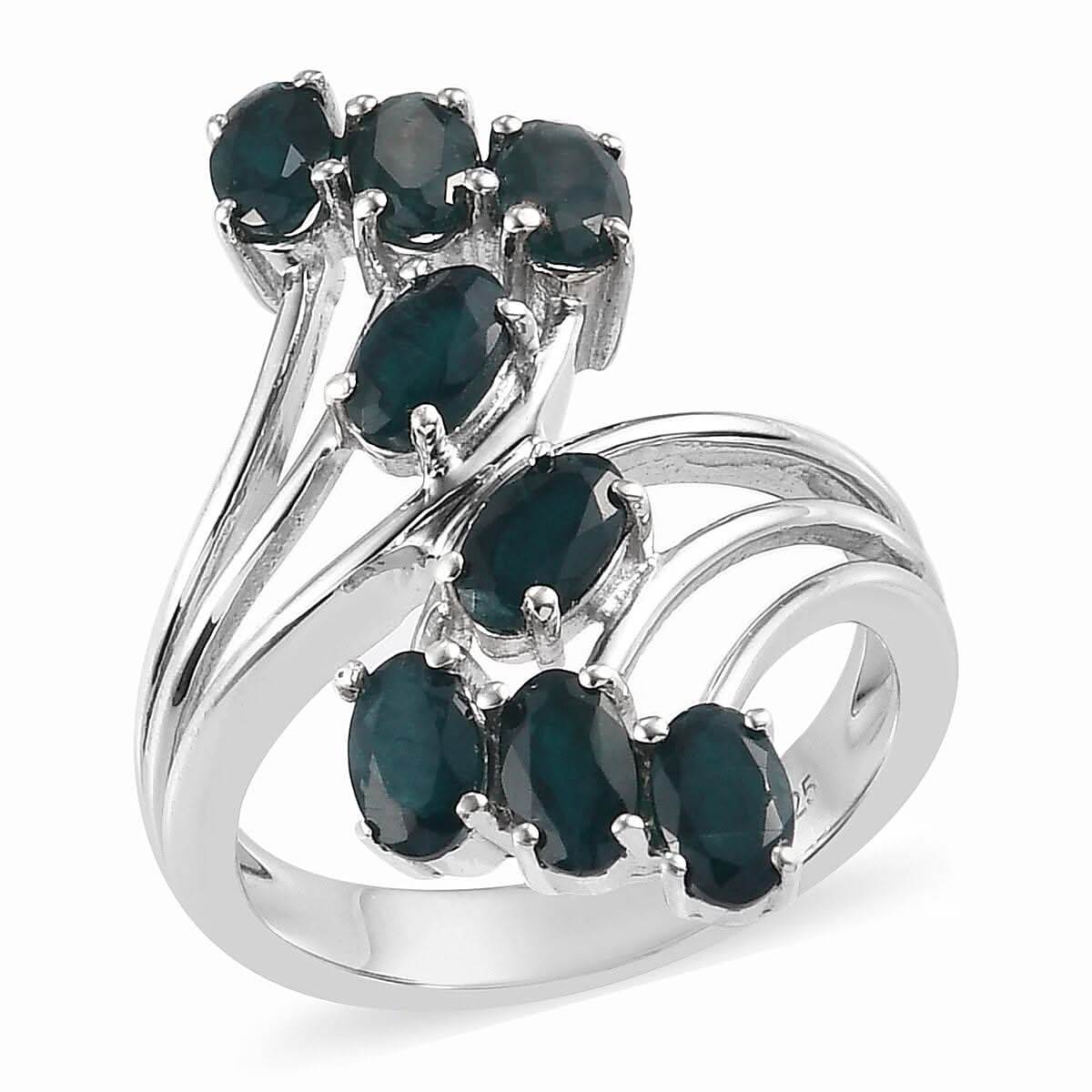 Teal Grandidierite Bypass Ring in Platinum Over Sterling Silver (Size 10.0) 1.75 ctw (1)