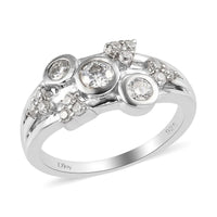 Moissanite Fancy Ring in Platinum Over Sterling Silver (Size 7.0) 0.60 ctw