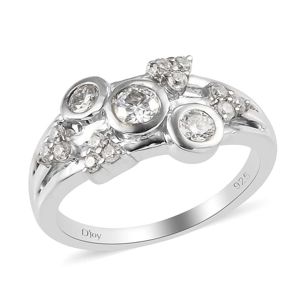 Moissanite Fancy Ring in Platinum Over Sterling Silver (Size 7.0) 0.60 ctw - Product card gallery slide 1 (9431211344127)