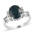 Teal Grandidierite and White Zircon Ring in Platinum Over Sterling Silver (Size 9.0) 3.60 ctw - Sticky add to cart bar