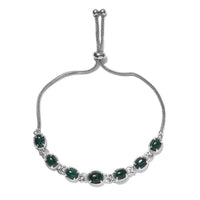 KARIS African Malachite Bolo Bracelet in Platinum Bond & Stainless Steel 9.00 ctw