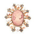 Cameo Carved, Multi Color Freshwater Pearl and Austrian Crystal Pendant or Brooch in Goldtone - Sticky add to cart bar