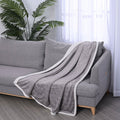HOMESMART Gray Geometric Embossed Two Sided Sherpa and Plush Blanket - Sticky add to cart bar