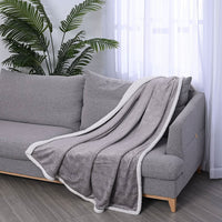 HOMESMART Gray Geometric Embossed Two Sided Sherpa and Plush Blanket