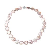 Natural Purple Organic Shape Pearl Necklace 20 Inches in Rhodium Over Sterling Silver with Magnetic Clasp