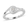 White Moissanite Accent Split Shank Ring in Sterling Silver - Sticky add to cart bar