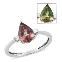 Luxoro 10K White Gold Premium Merelani Color Change Garnet and G-H I3 Diamond Ring (Size 10.0) 1.25 ctw