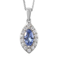 Tanzanite and Natural White Zircon Pendant Necklace 20 Inches in Platinum Over Sterling Silver 1.35 ctw - Sticky add to cart bar