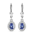 Tanzanite and Zircon Earrings in Platinum Over Sterling Silver 1.50 ctw - Sticky add to cart bar