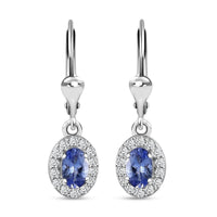 Tanzanite and Zircon Earrings in Platinum Over Sterling Silver 1.50 ctw
