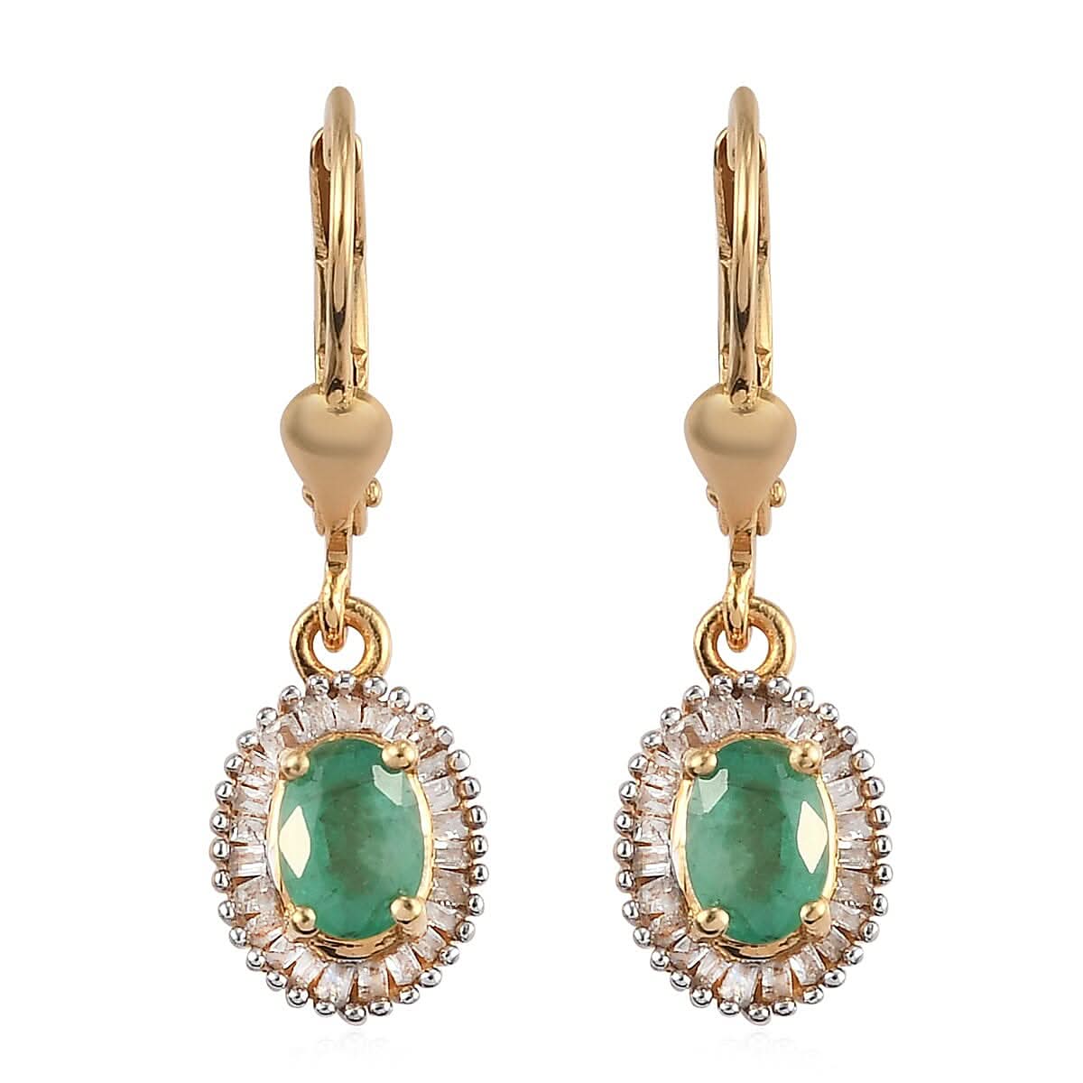 1.20 ctw Tanzanite and Diamond Halo Earrings in Vermeil Yellow Gold Over Sterling Silver