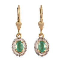 1.20 ctw Tanzanite and Diamond Halo Earrings in Vermeil Yellow Gold Over Sterling Silver