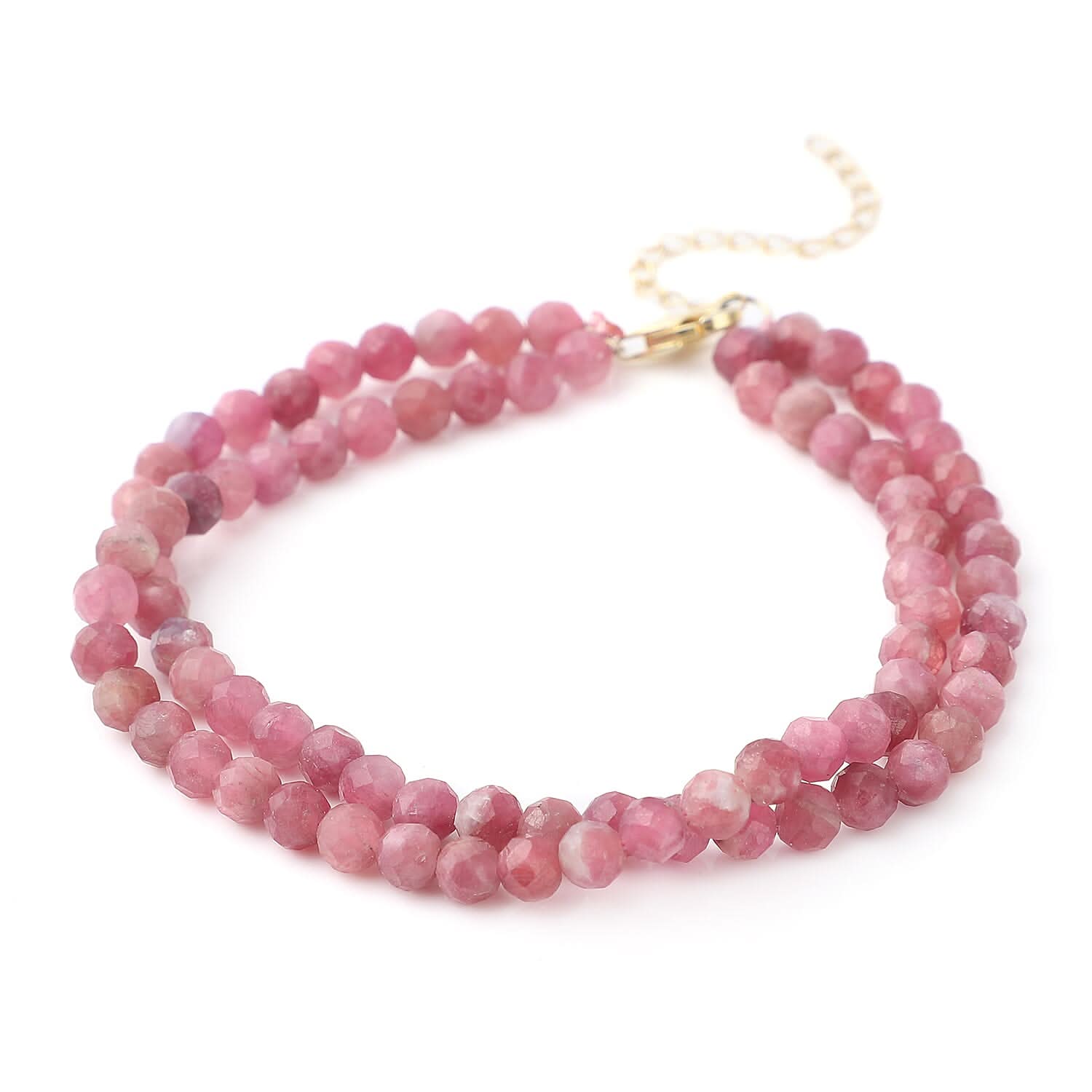 Tucson Show Morro Redondo Pink Tourmaline Beaded Dual Row Bracelet in 14K Yellow Gold Over Sterling Silver (8.00 In) 65.00 ctw