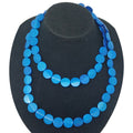Blue Wood Faceted Beaded Necklace 38 Inches - Sticky add to cart bar