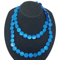 Blue Wood Faceted Beaded Necklace 38 Inches