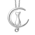 Cat on the Moon Pendant Necklace in Platinum Over Sterling Silver 18 Inches 5.30 Grams - Sticky add to cart bar