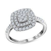 Rhapsody 950 Platinum IGI Certified 950 Platinum Diamond E-F VS Cluster Ring 8.10 Grams 1.00 ctw