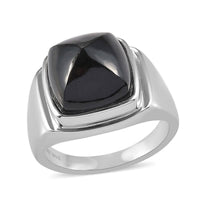 California Black Jade Men's Ring in Stainless Steel (Size 10.0) 14.20 ctw