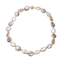 Multi Color Coin Freshwater Cultured Pearl Necklace (20 Inches) in 14K YG Over Sterling Silver