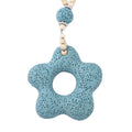 Multi Color Lava, White and Blue Howlite Beaded Necklace with Flower Charm 28 Inches in Silvertone 233.00 ctw - Sticky add to cart bar